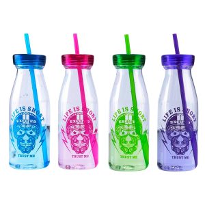 Milk Bottle Shaped Tumbler with Straw (500ml)