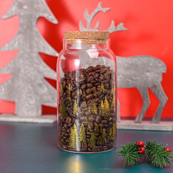 Storage Container with Xmas Tree Gold Foil Prints