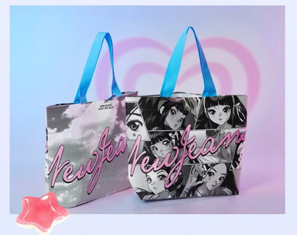powerpuff girls & newjeans tote bags