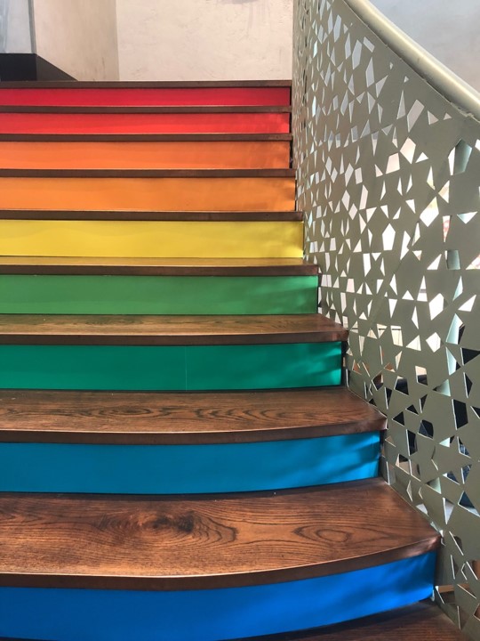 Starbucks Pride Month staircase deco