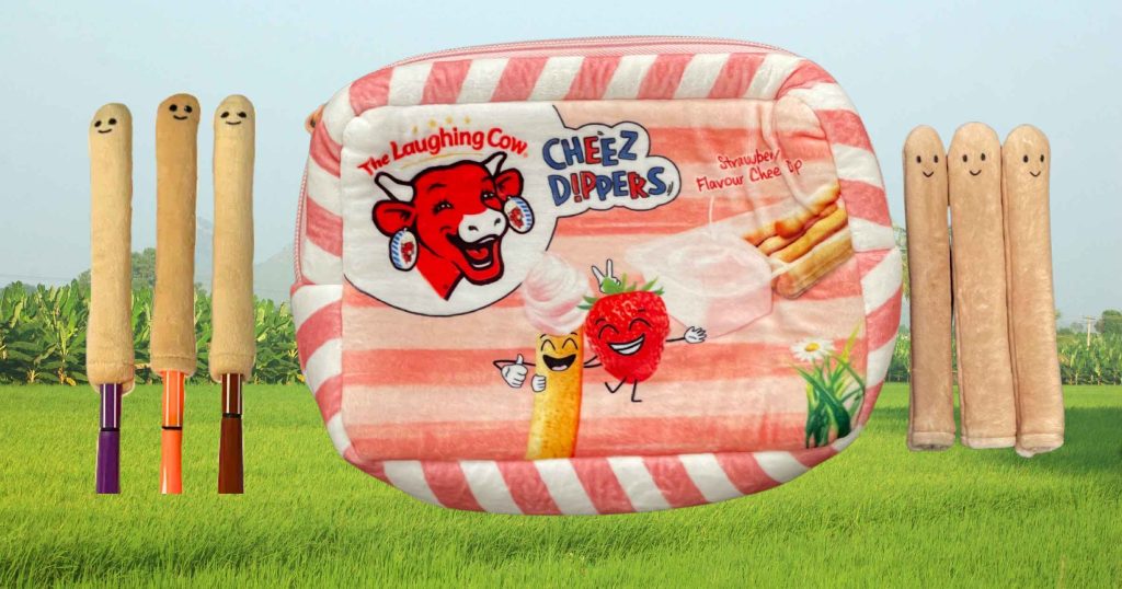 Pink strawberry Cheez Dippers with the Pencil holder biscuit sticks