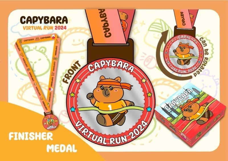 Capybara virtual run medal
