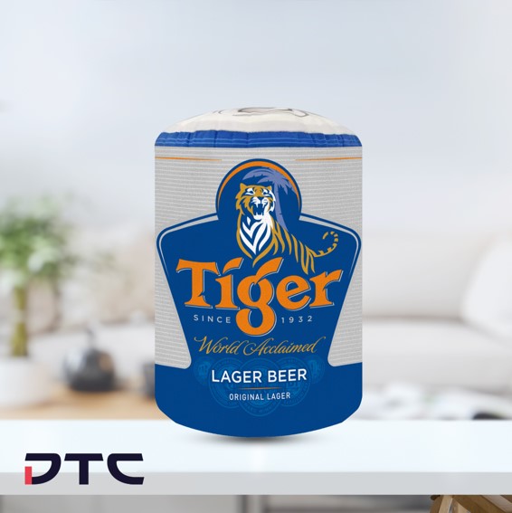 Tiger beer can shaped cushion - custom gift with purchase