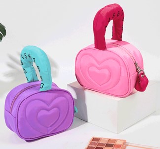 Puffy Quilted Heart Makeup Bag