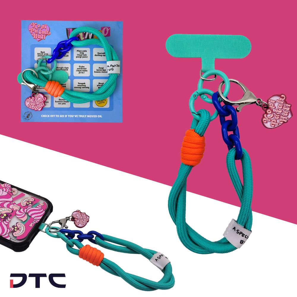 Zus Coffee Phone Strap - Turquoise design