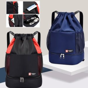 Drawstring Backpack Bag With Shoe Compartment