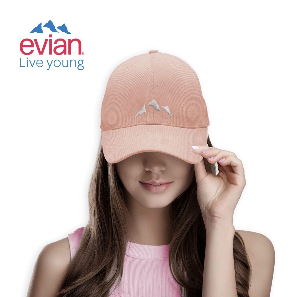 Evian promotional gift - regional fulfilment - model with Evian cap