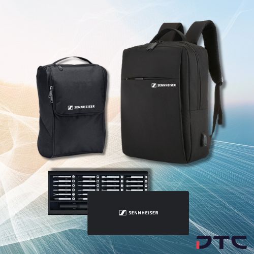 Sennheiser corporate gifts by DTC World. Shoe Bag, Laptop Backpack, Screwdriver gift set