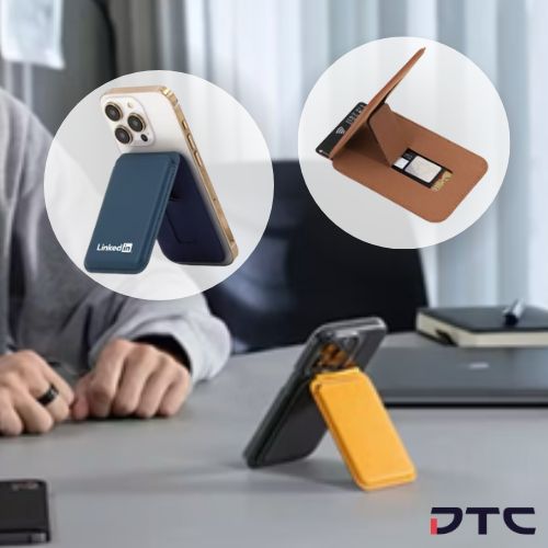 PU Leather Phone Magnetic Card Holder with Phone Stand