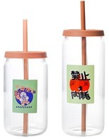 Glass Cup with Straw