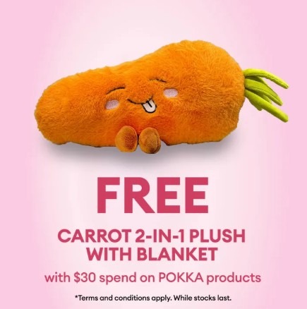 Pokka - Carrot plush cum blanket gwp on Redmart