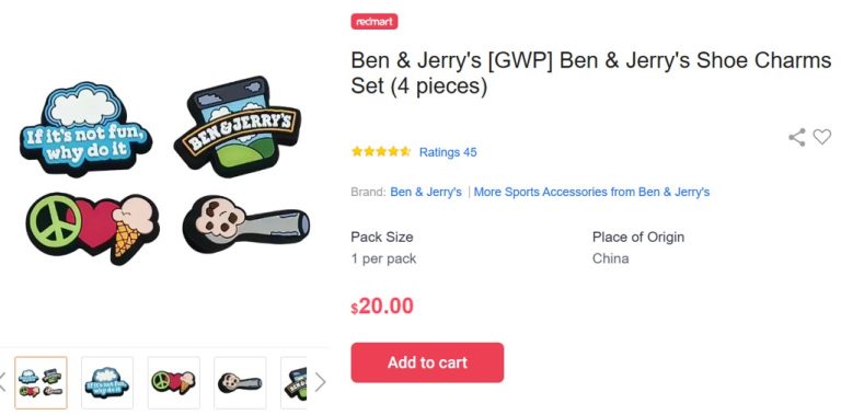 Ben & Jerry’s GWP collectible shoe charm set – produced by DTC World