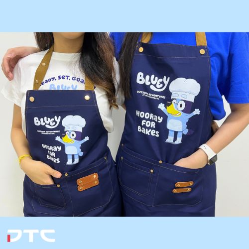 Bluey-themed aprons designed for baking workshop at SAFRA Punggol