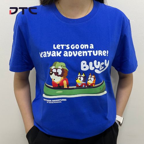 Custom Bluey matching family t-shirts by DTC World at SAFRA Punggol event, blue design