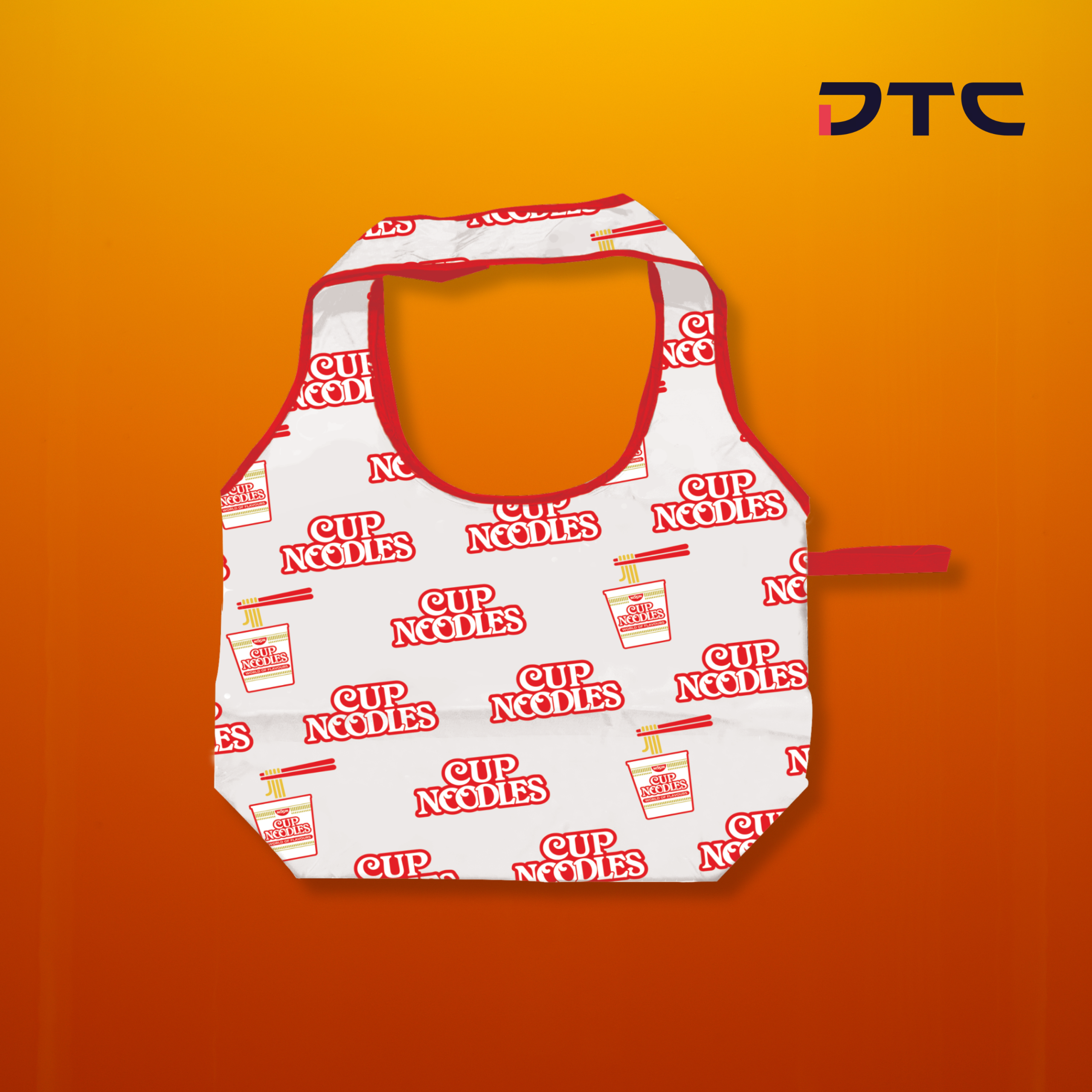 Practical shopping bag inspired by Nissin Cup Noodles branding, ideal for family use and promotions