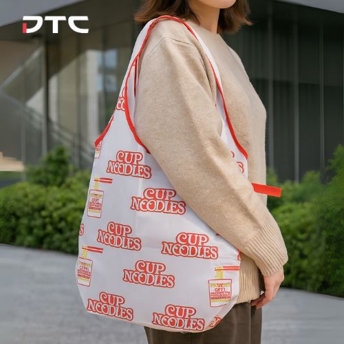 Practical shopping bag inspired by Nissin Cup Noodles branding, ideal for family use and promotions