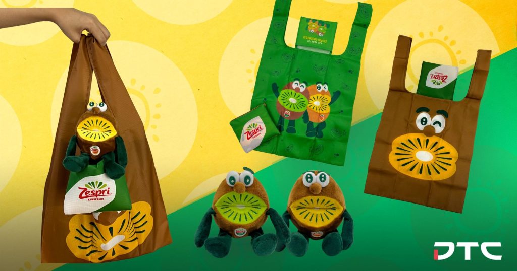 Zespri plushies and foldable bags multi country showcase