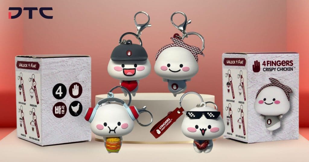 Quby blind box gift with purchase by DTC World for 4Fingers Singapore – custom keychains and collectible packaging