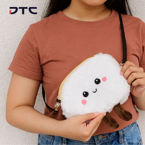 Colgate custom plush gift with purchase – designed by DTC World with local snack-inspired characters: pao, croissant, bread loaf, and milk tea