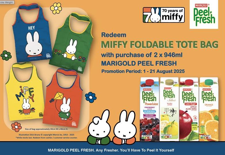 Marigold Peel Fresh_Miffy Foldable Tote Bags promotion