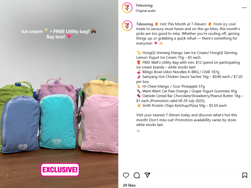 Walls Ice Cream Utitlity Bags - 3 designs - 7-Eleven SG GWP promo