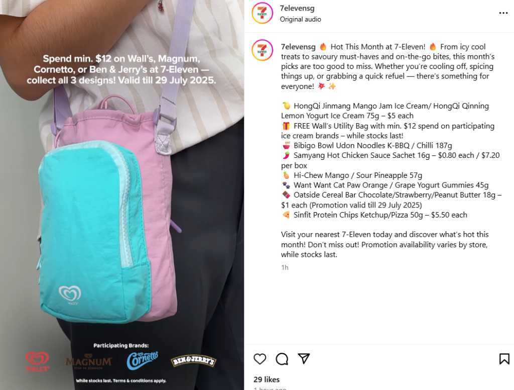 Walls Ice Cream Utitlity Bags - 3 designs - 7-Eleven SG GWP promo