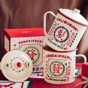 Large Enamel Cup With Magnet Icon, with CNY designs