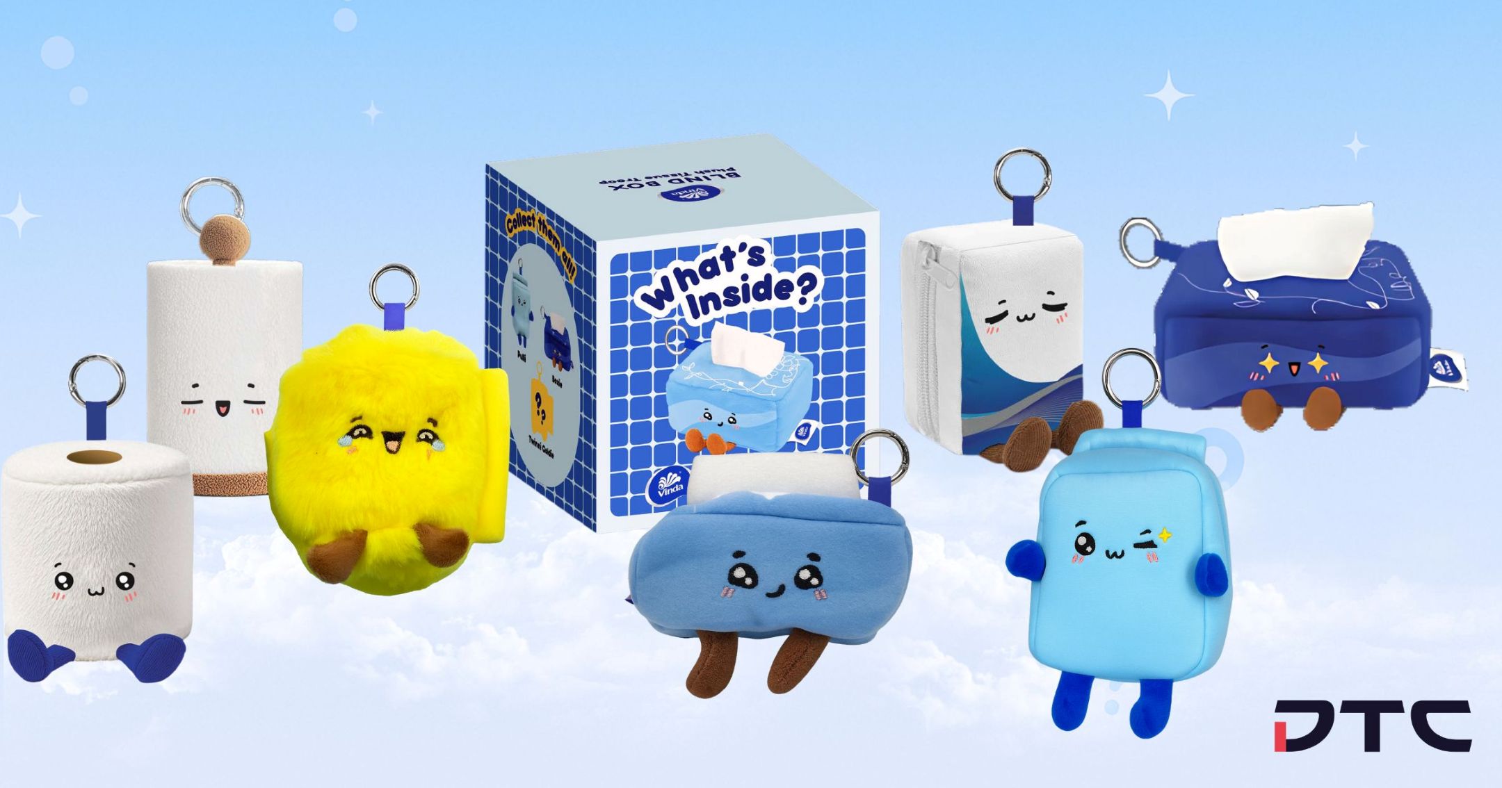Vinda Malaysia custom plush keychain blind box designed by DTC World – collectible gift with purchase campaign
